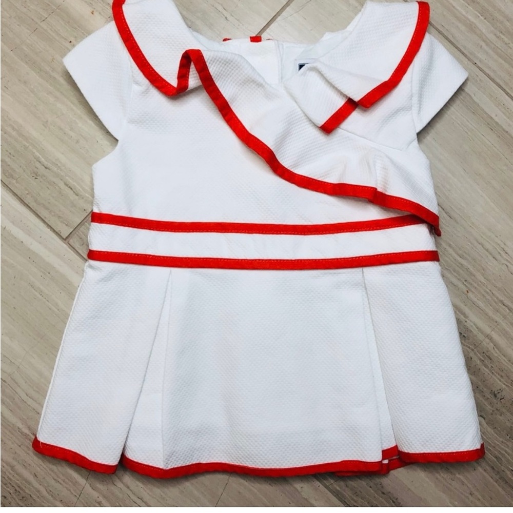 Janie and Jack Ruffle Pique Top Tennis Preppy White Orange 18-24 Months